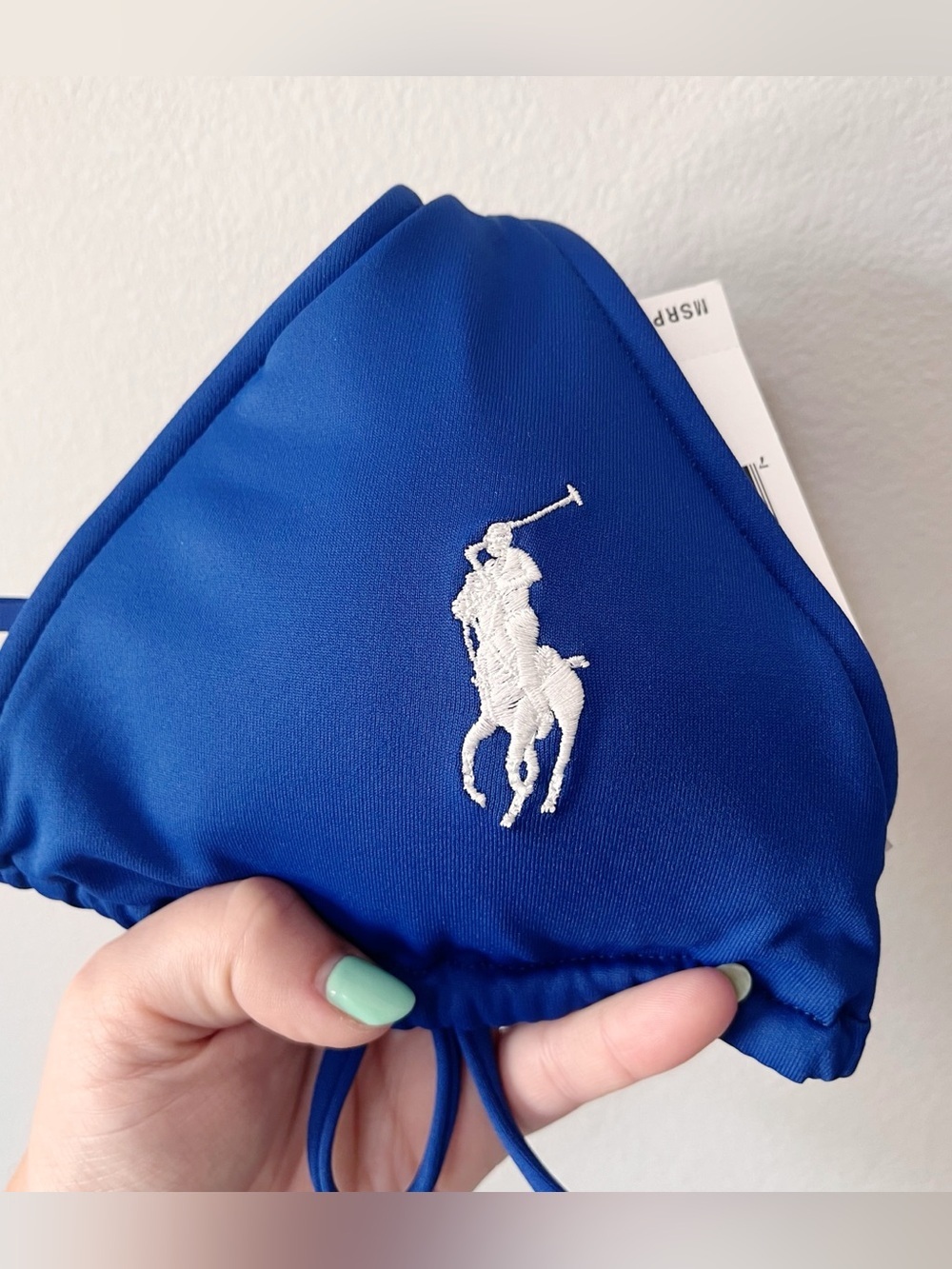 Ralph Lauren NWT Royal Blue Logo Triangle Bikini Swim Top Size Large Beach - Picture 2 of 6